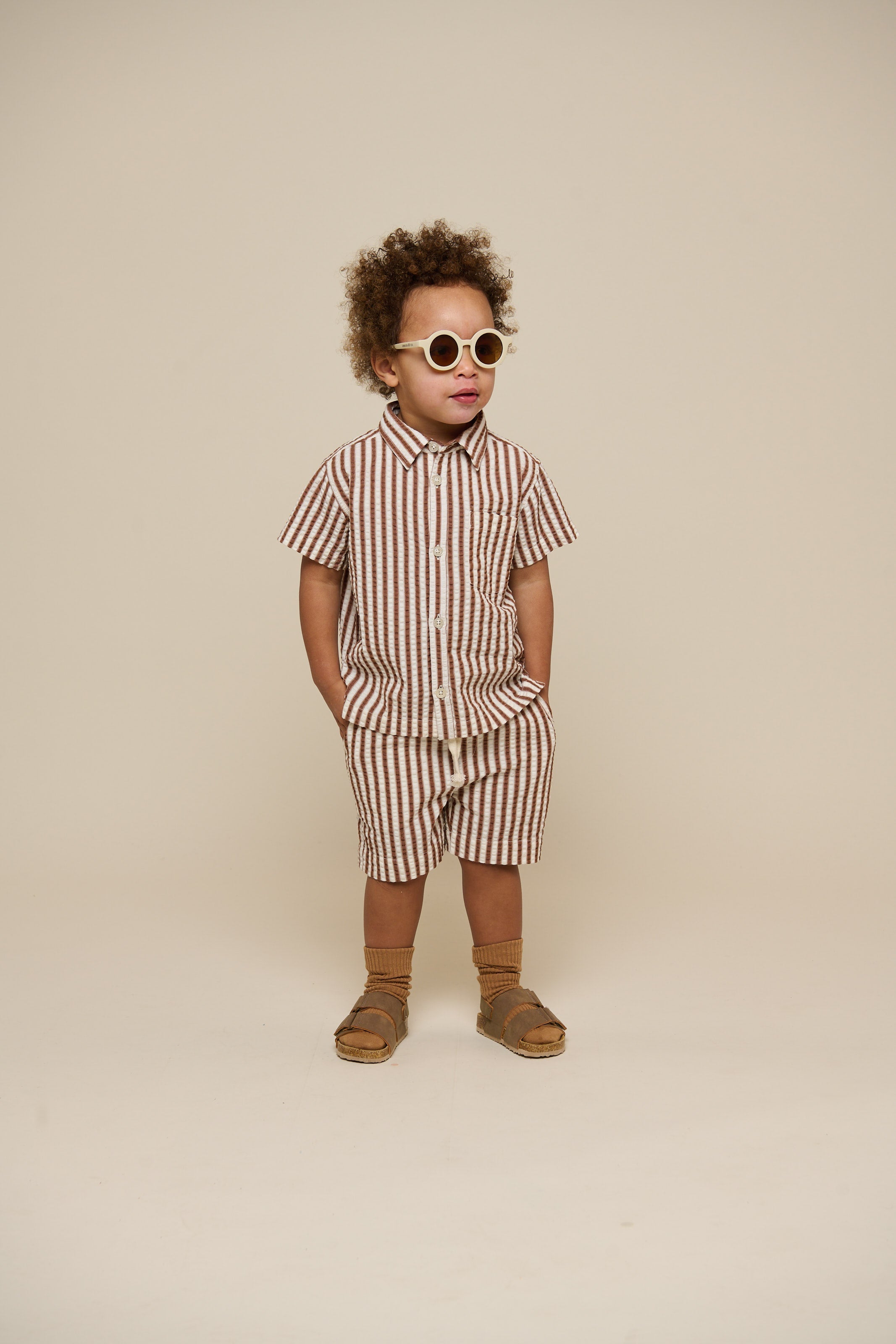 Gestreiftes Seersucker-Hemd - Kids - Brown | 101185 Frank