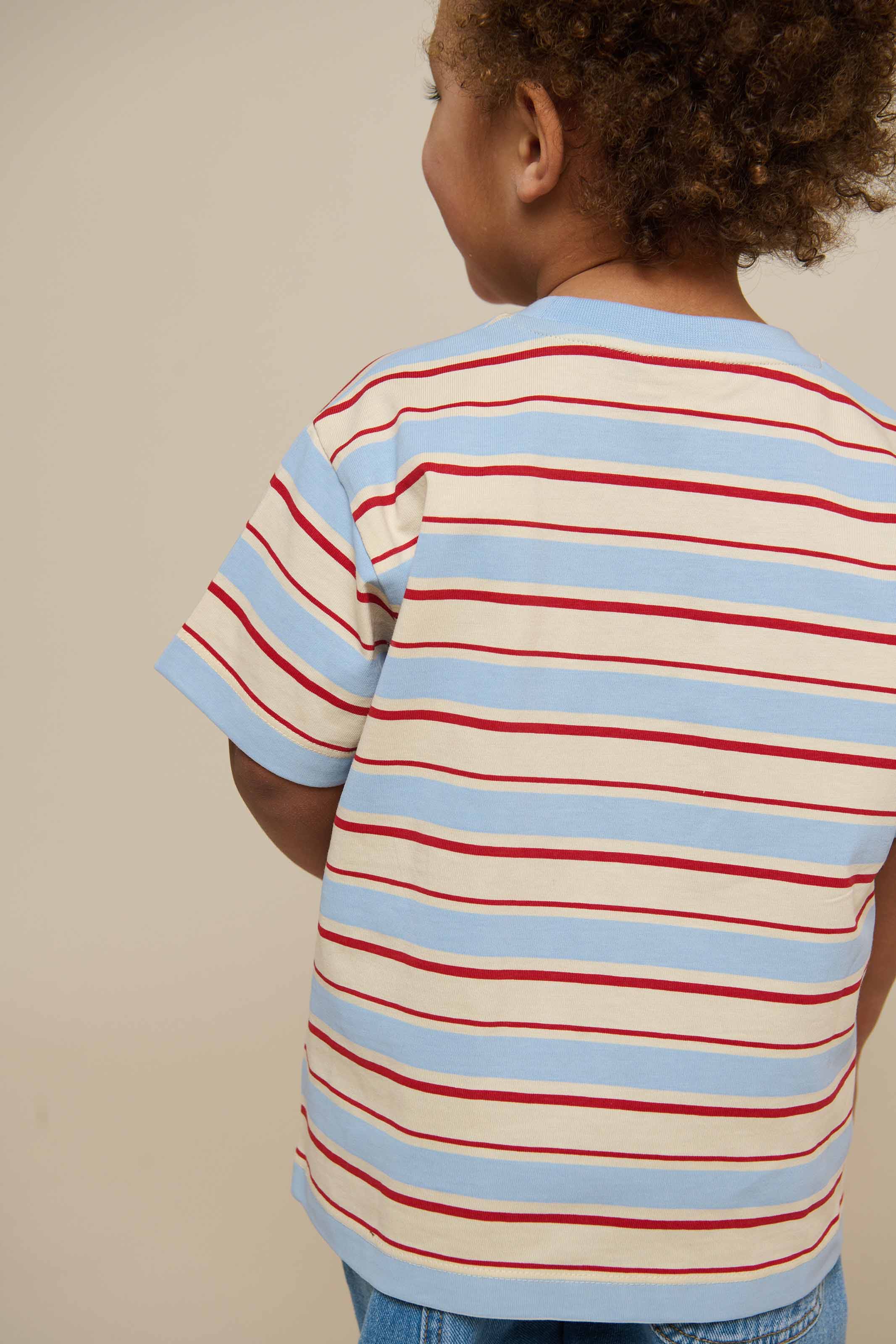 Retro Gestreiftes T-Shirt - Kids - Powder Blue | 101275 Steven