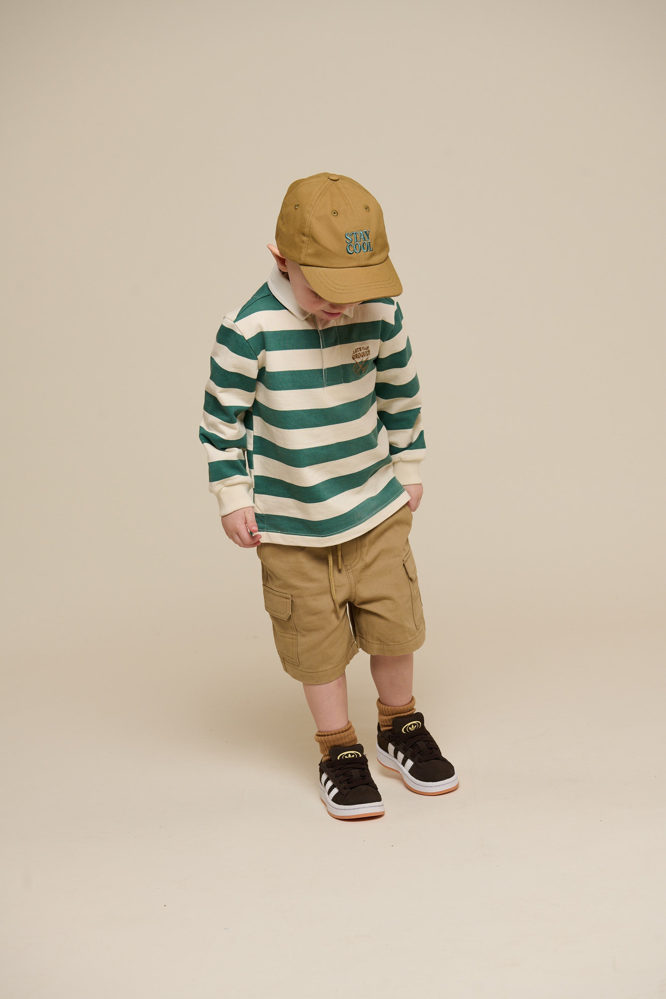 Gestreiftes Polo-Sweatshirt - Kids - Tropical Green/Offwhite | 101340 Marco