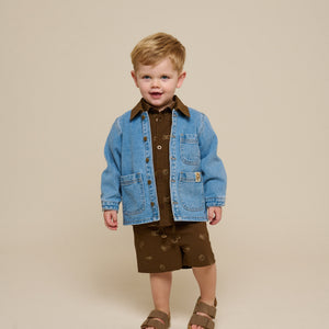 Bedruckte Leinenmix Shorts - Kids - Dark Brown | 101171 William