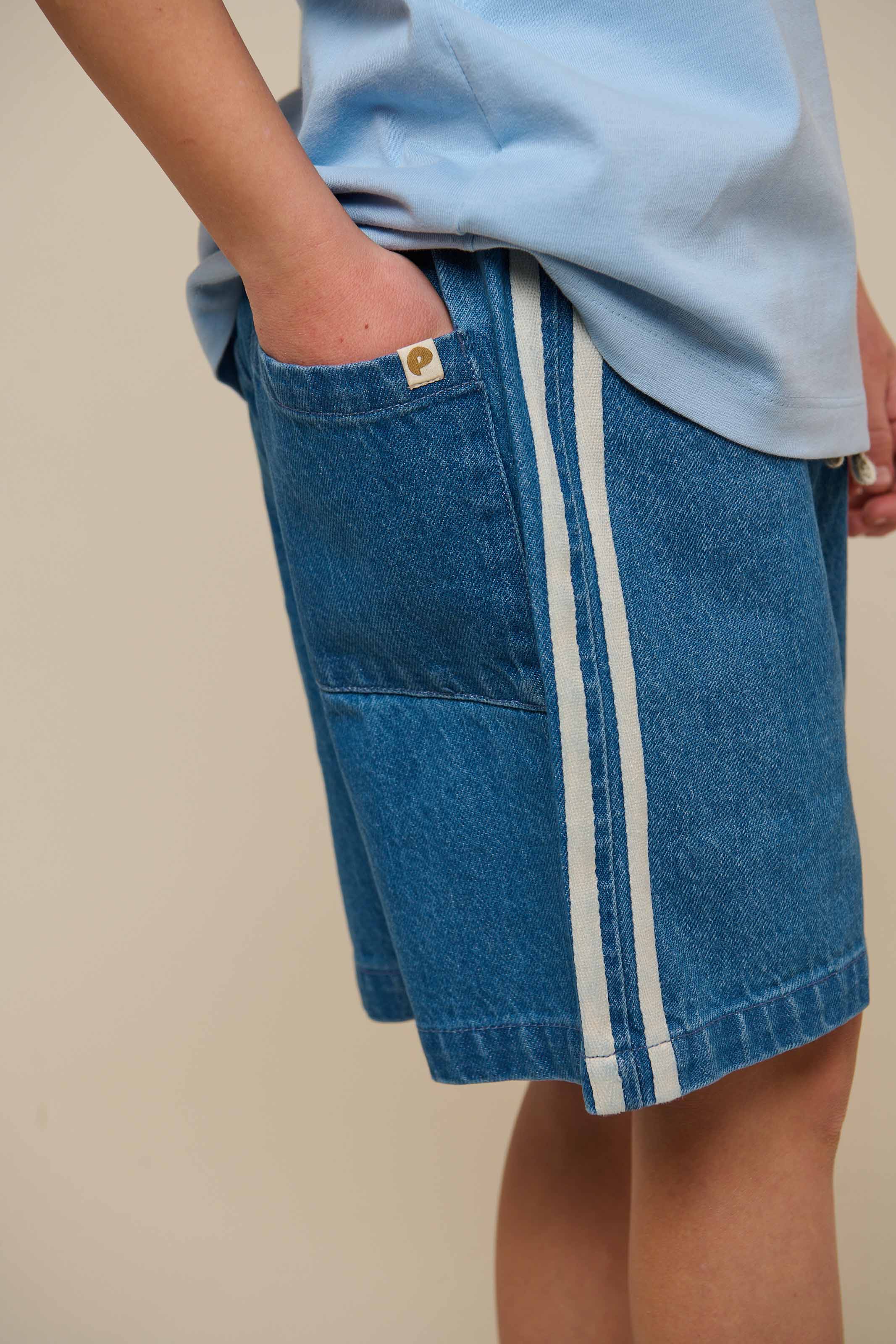 Baggy Denim Shorts mit Kontrast-Tape - Tween - Blue Denim | 101143 Callum