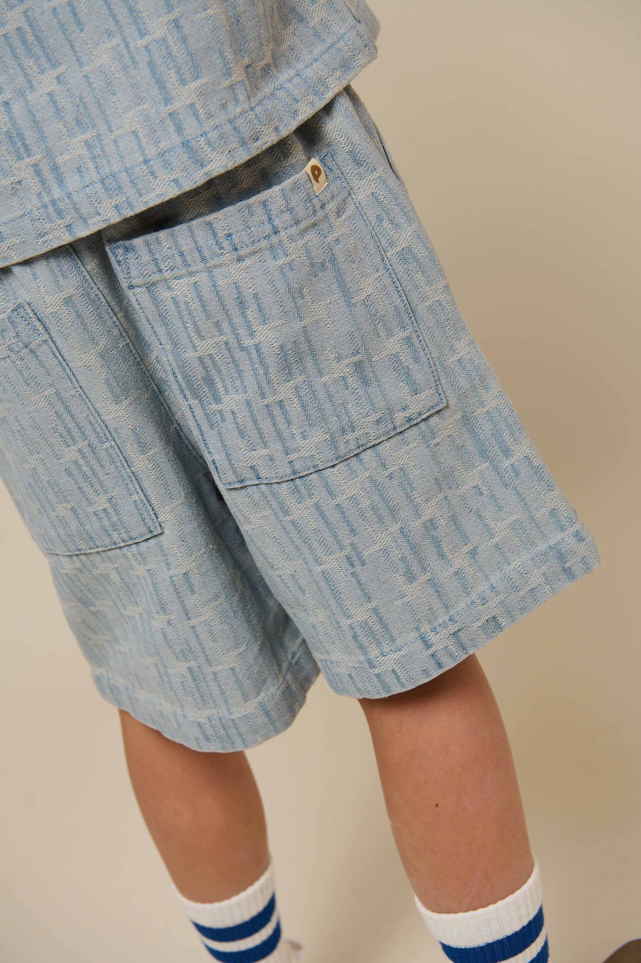 Baggy Jacquard Denim Shorts - Tween - Blue Denim | 101092 Kyle