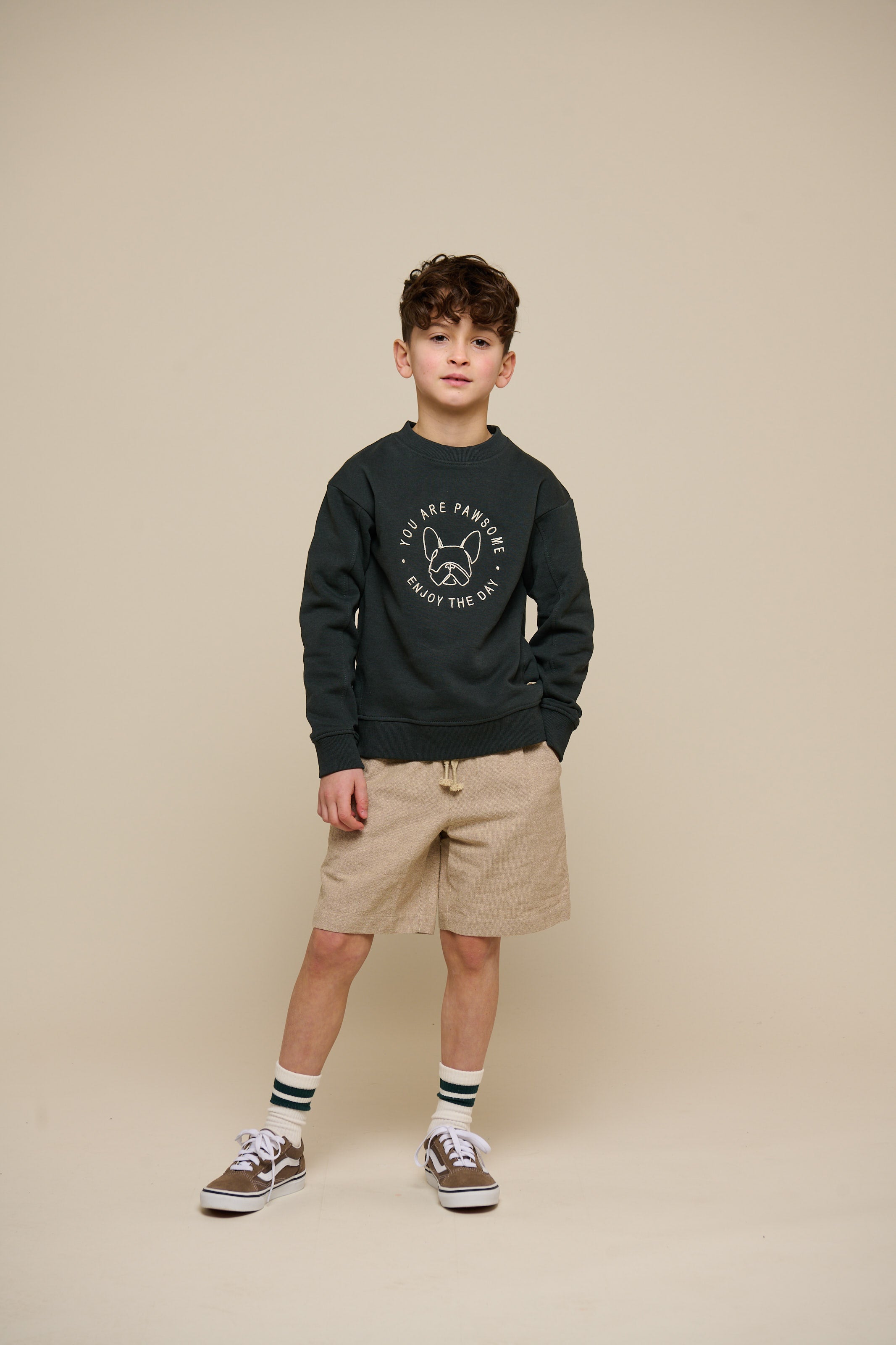 Strukturierte, gewebte Baumwollshorts - Tween - Sand | 101198 Walter