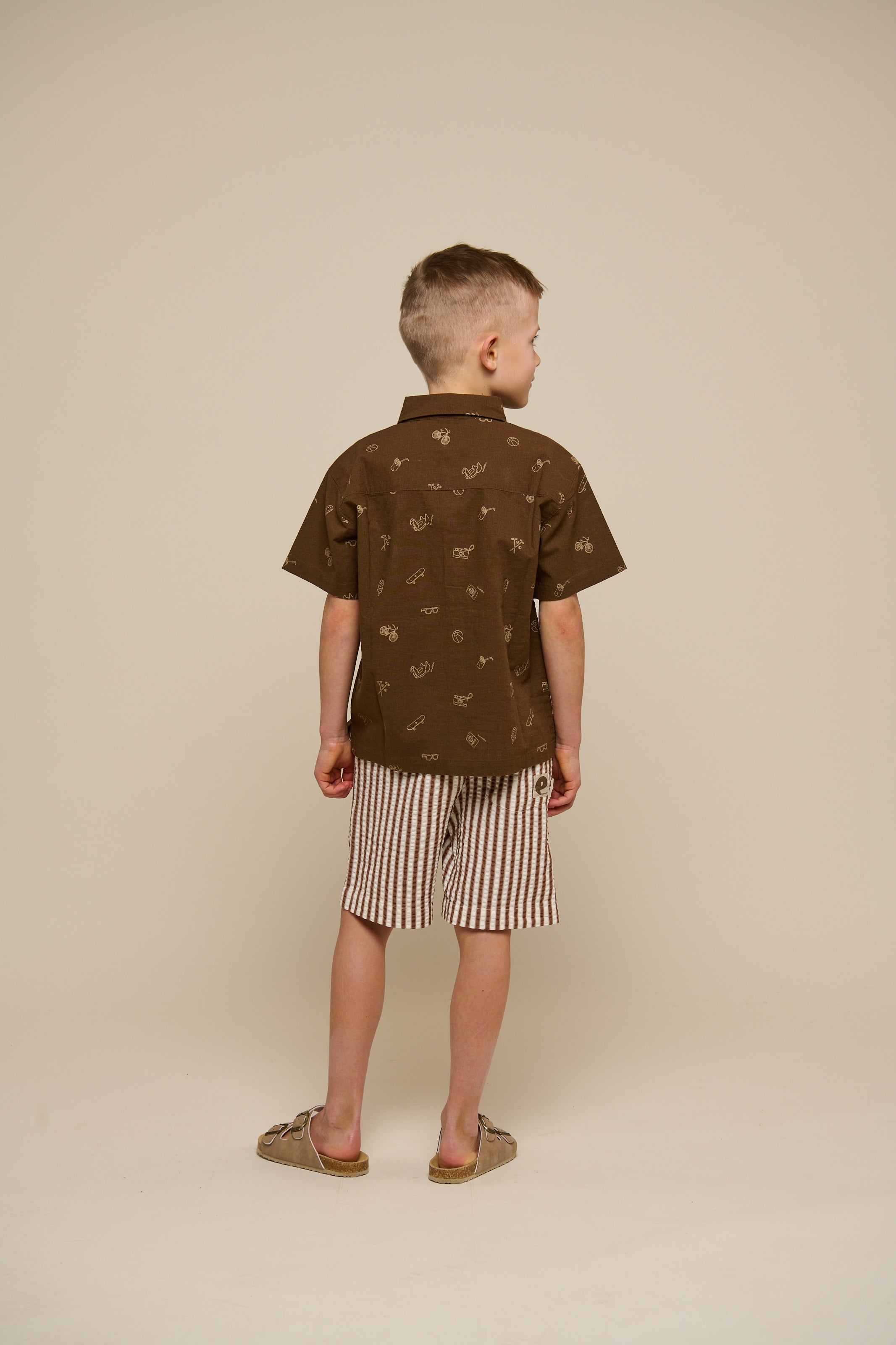 Gestreifte Seersucker-Shorts - Tween - Brown | 101188 Frank