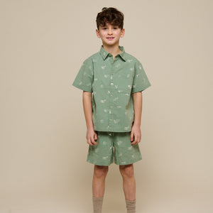 Bedrucktes Leinenmix Hemd - Tween - Dusty Green | 101166 William