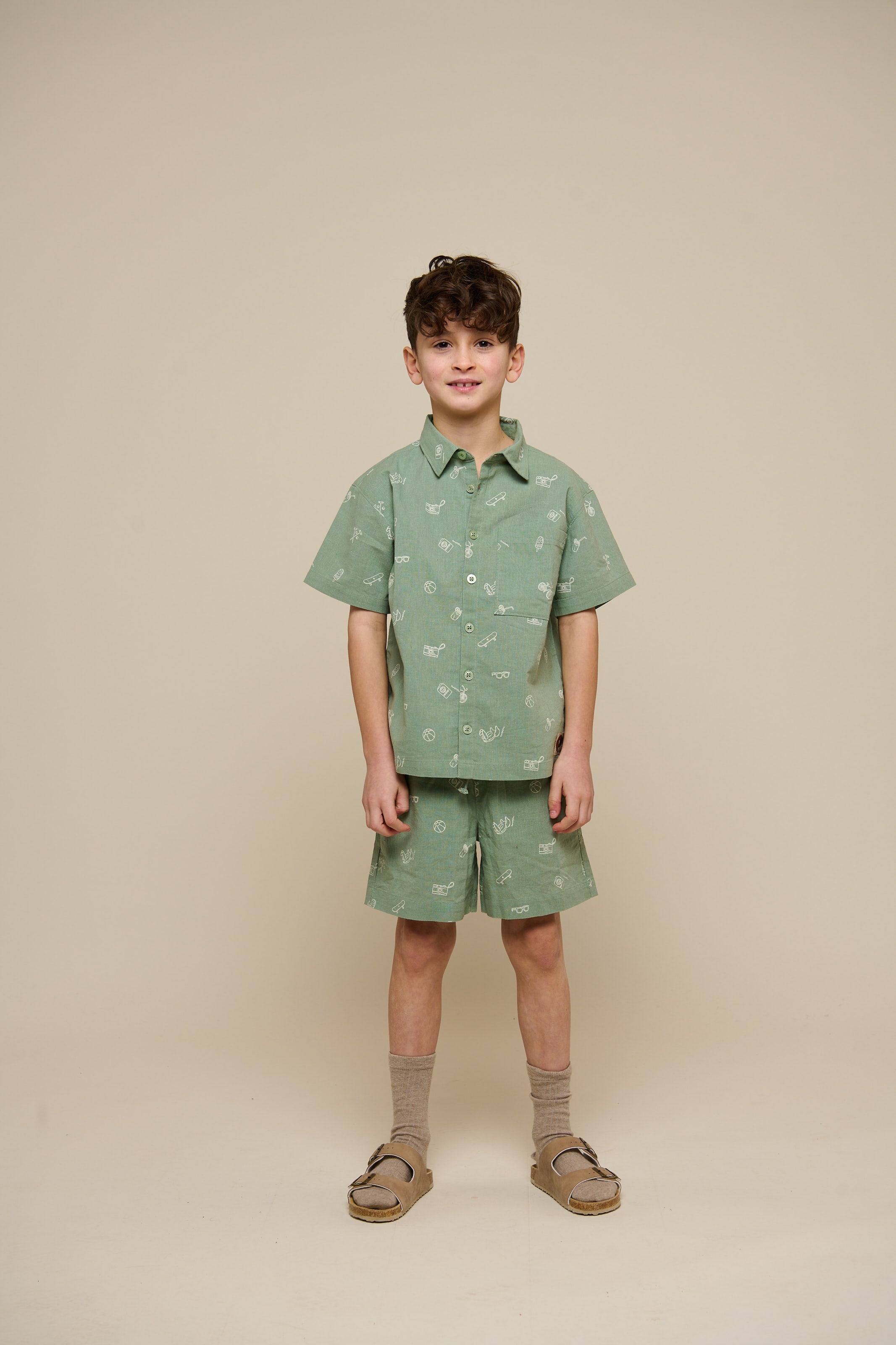 Bedrucktes Leinenmix Hemd - Tween - Dusty Green | 101166 William