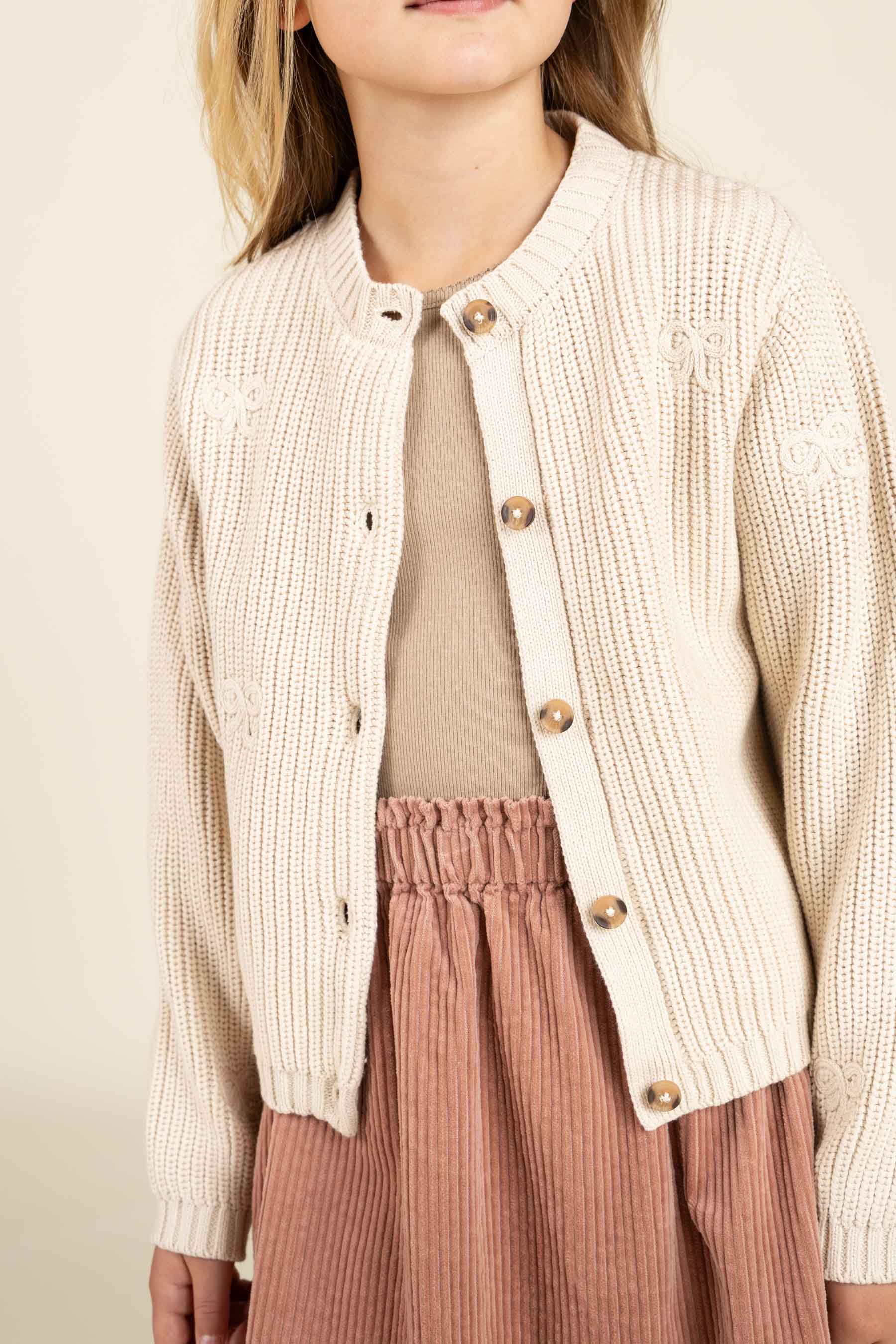 Baumwollstrickjacke mit Schleifen - Tween - Nature | 100791 Freya
