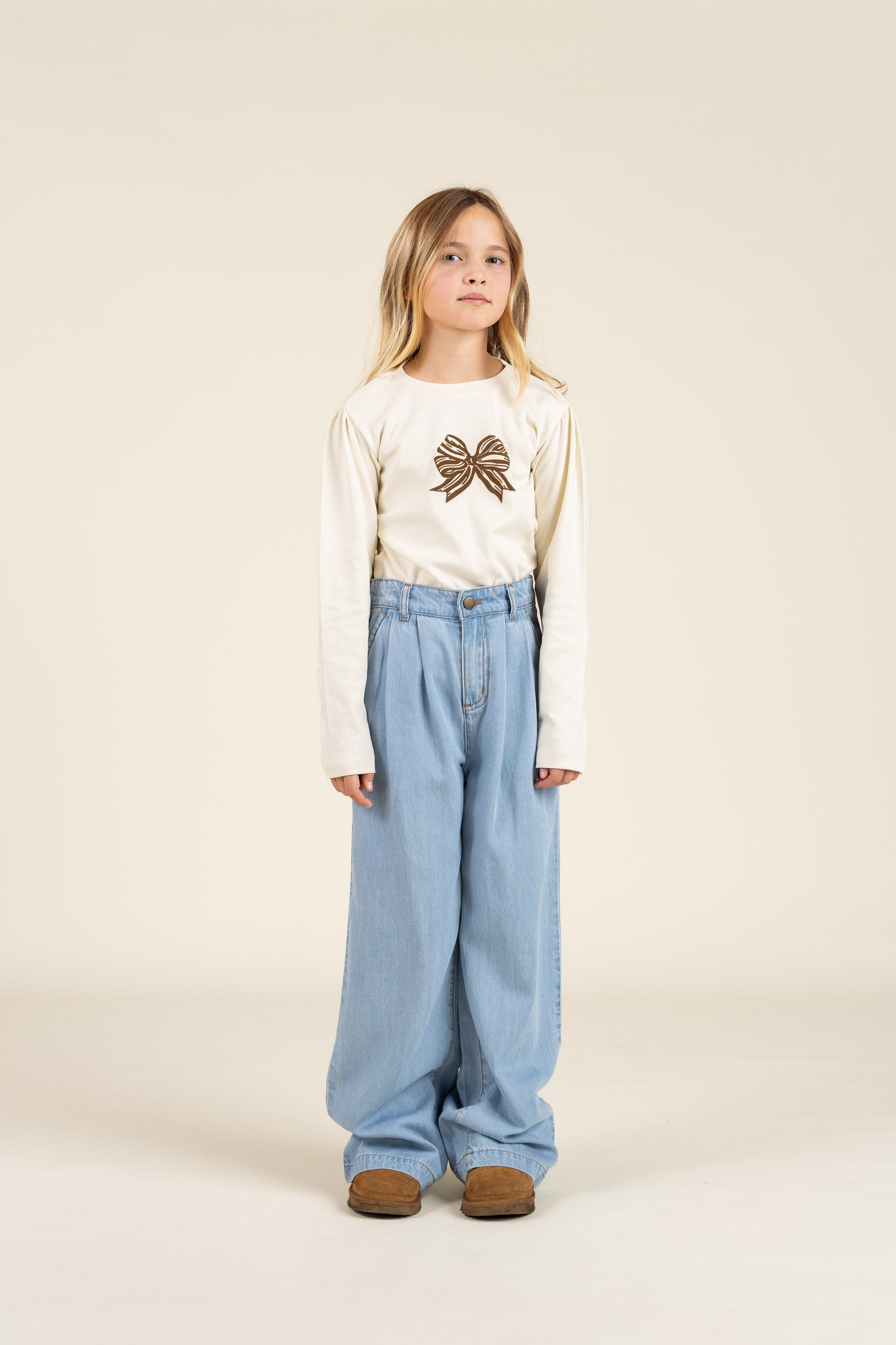 Langärmliges T-Shirt mit Frontprint - Tween - Off White | 100849 Kendell