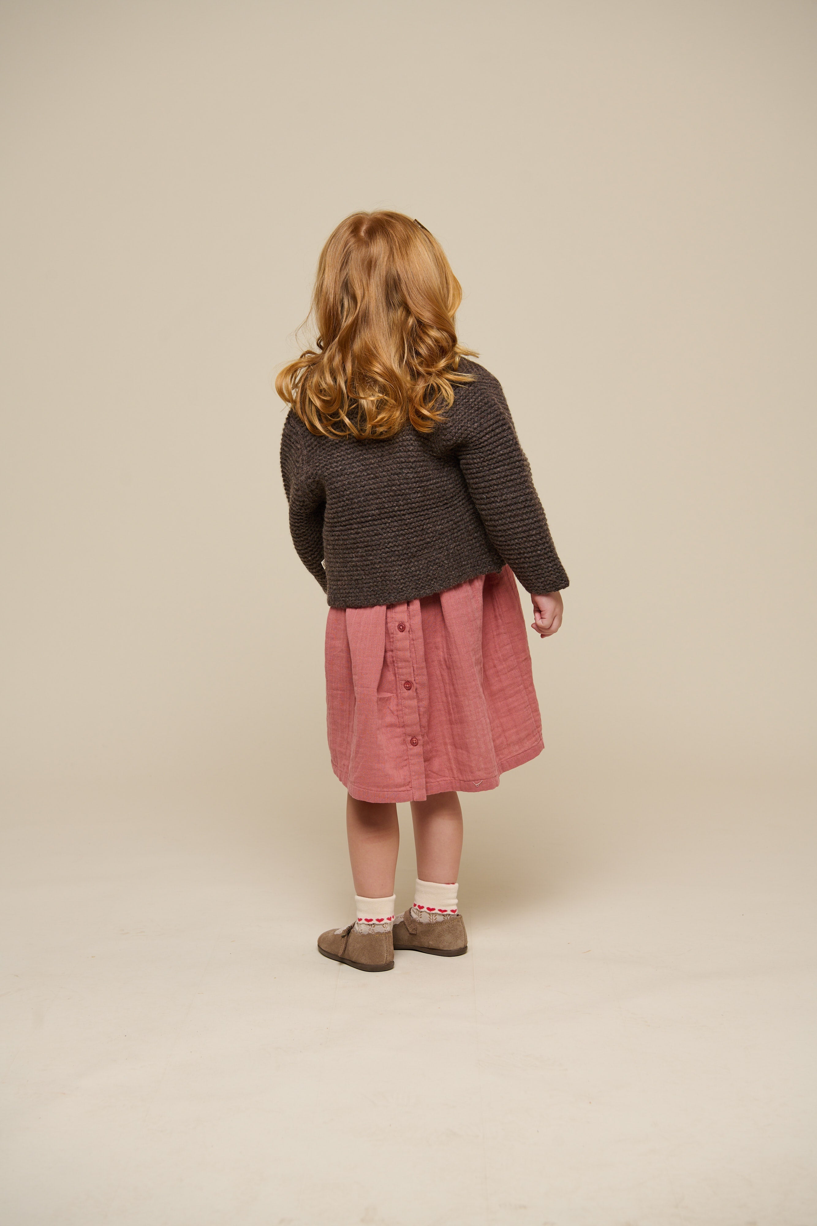 Strickjacke aus Wolle - Kids - Chocolate Melange | 100876 Maya