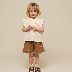Bestickte Seersucker-Shorts - Kids - Coconut | 100986 Nora