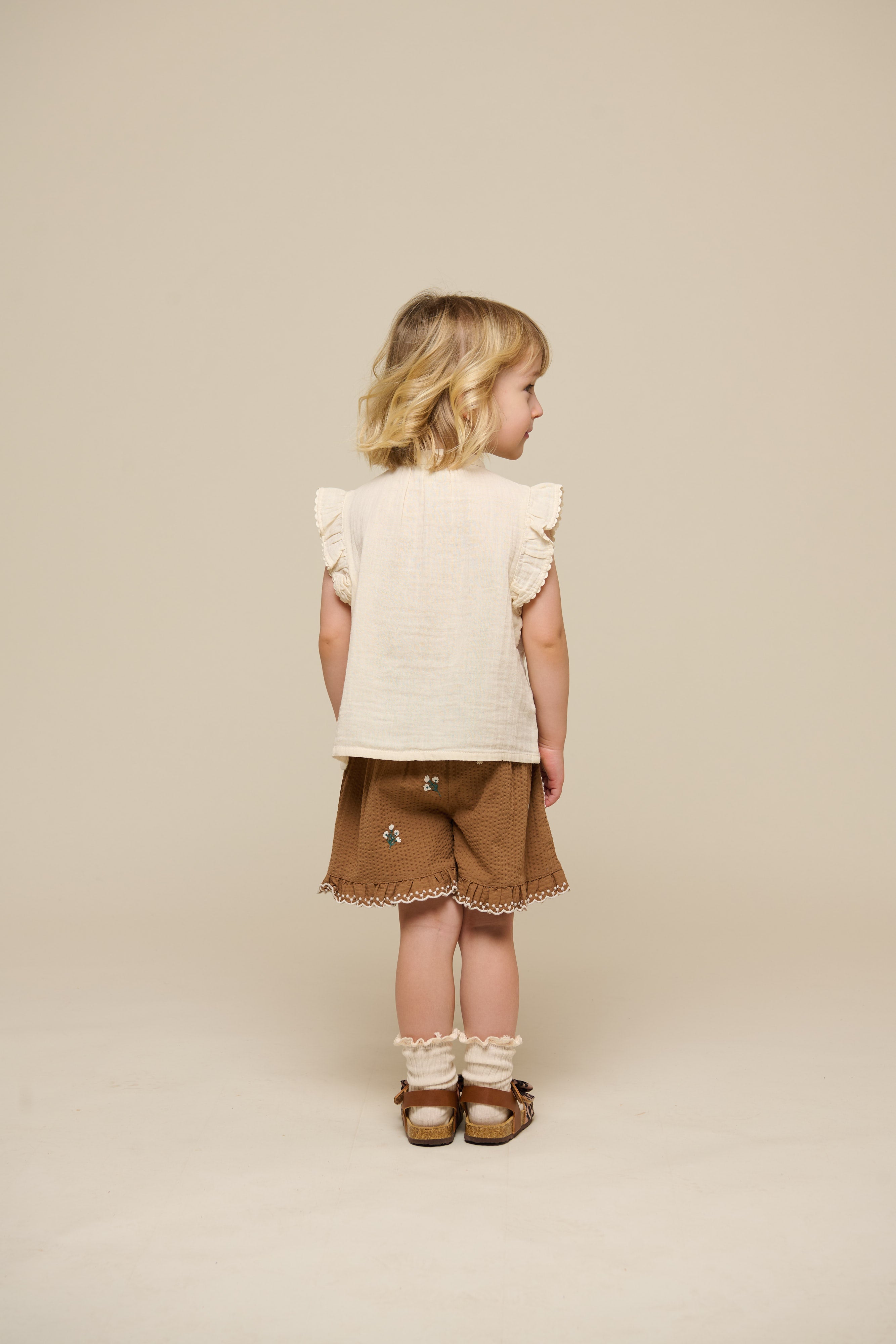 Bestickte Seersucker-Shorts - Kids - Coconut | 100986 Nora
