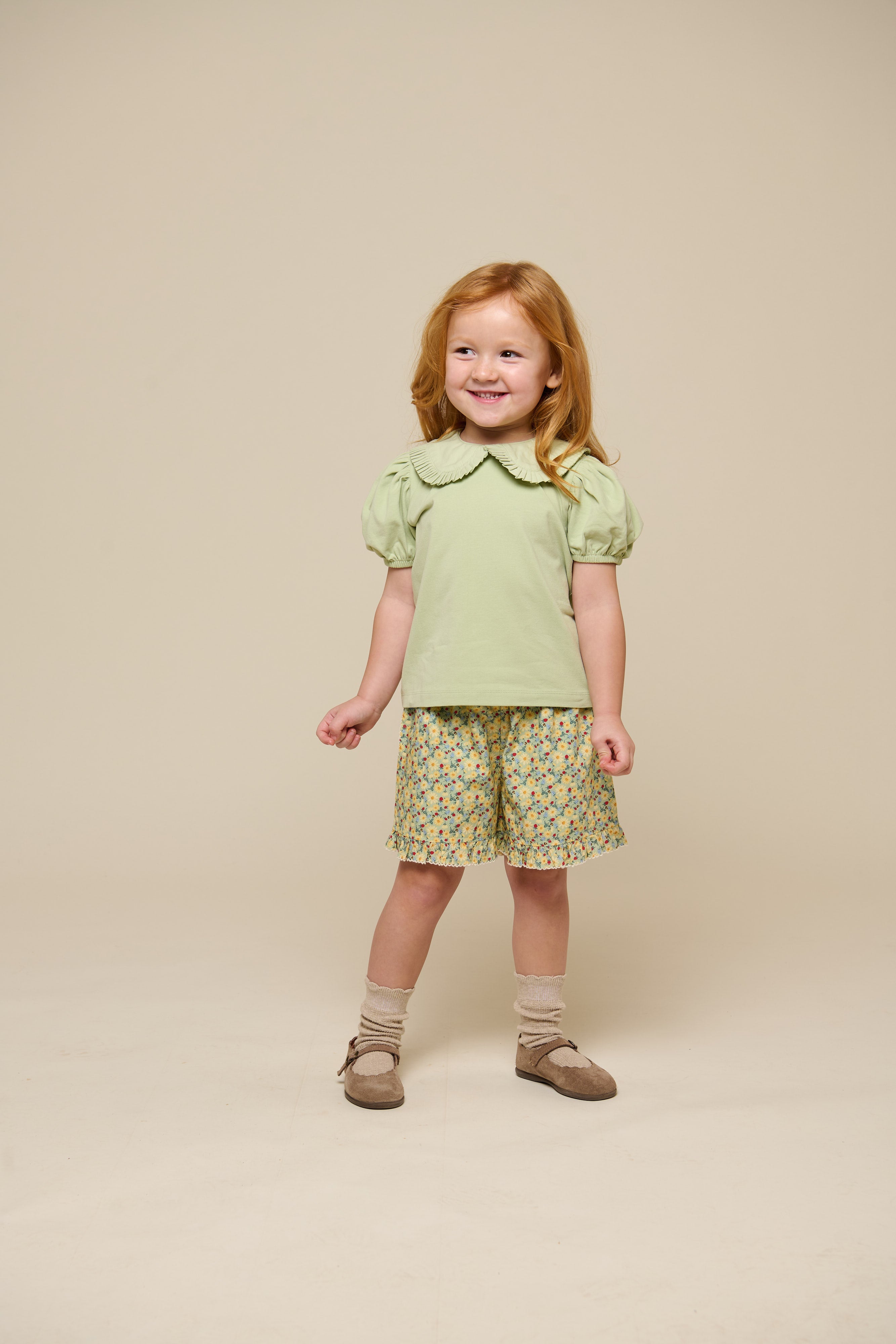 Blumenbedruckte Poplin-Shorts - Kids - Green | 100958 Poppy