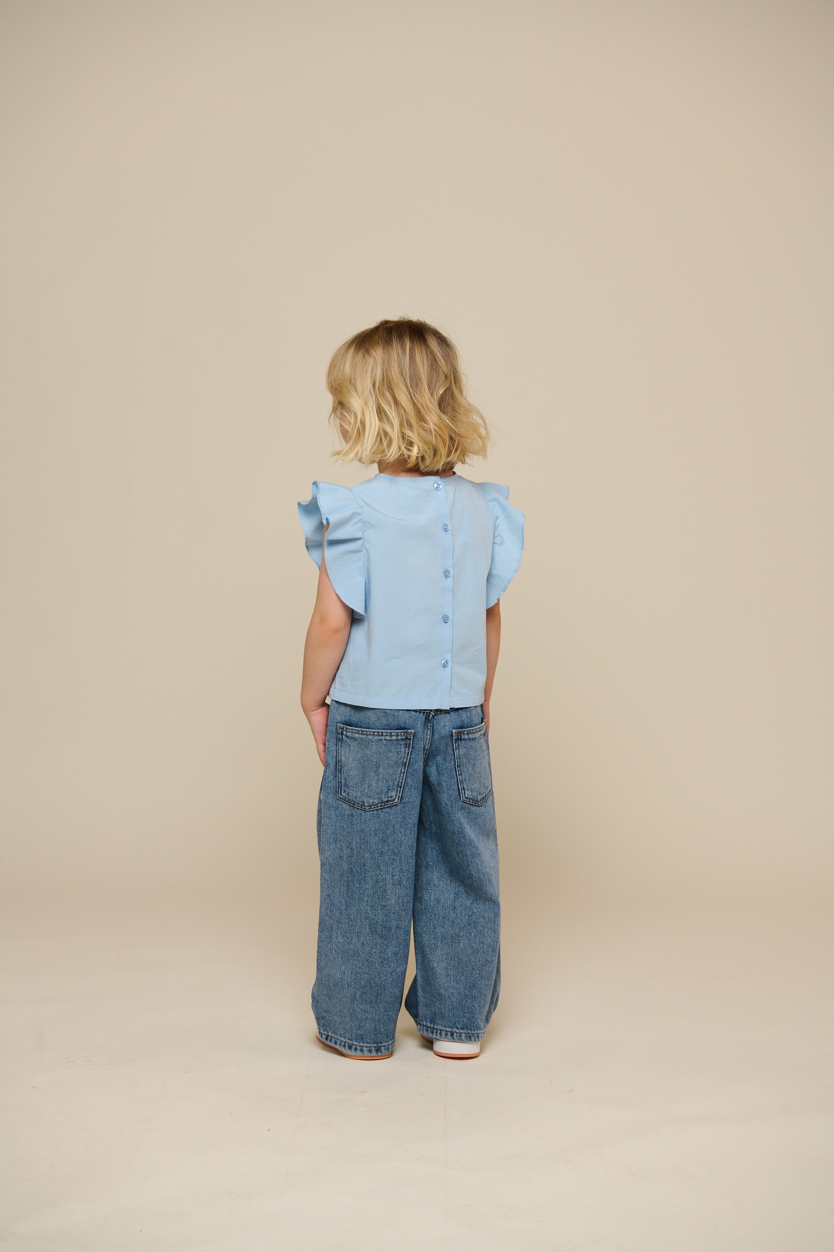 Popelinebluse mit Stickerei - Kids - Powder Blue | 101042 Barbara