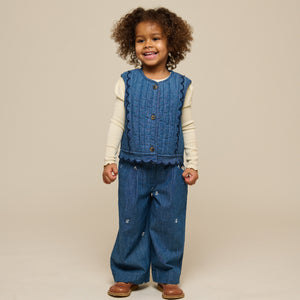 Bestickte Leichte Denim-Hose - Kids - Blue Denim | 101050 Isabella