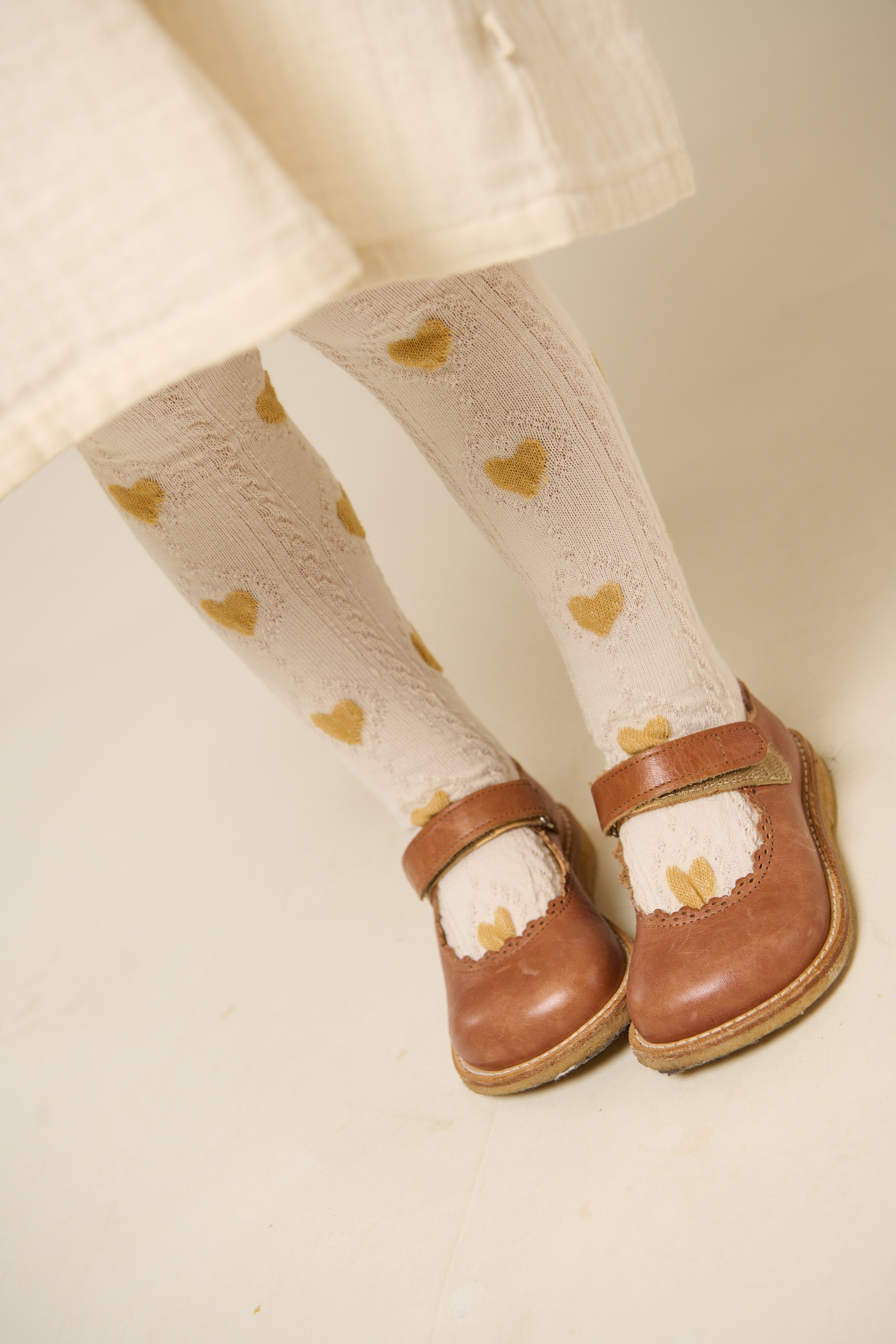 MP Herz-Strumpfhosen - Kids - Offwhite/Yellow | 101376 MP Alvilda tights