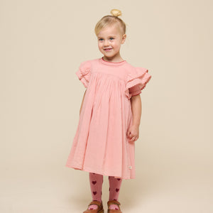 Baumwollkleid mit Zick Zack Rüsche - Kids - Rose Tan | 101034 Alma