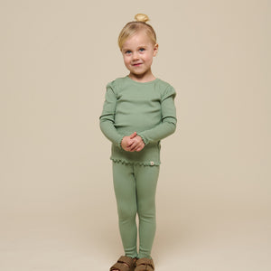 Modal-Ripp-Leggings - Kids - Dusty Green | 101326 Lottie